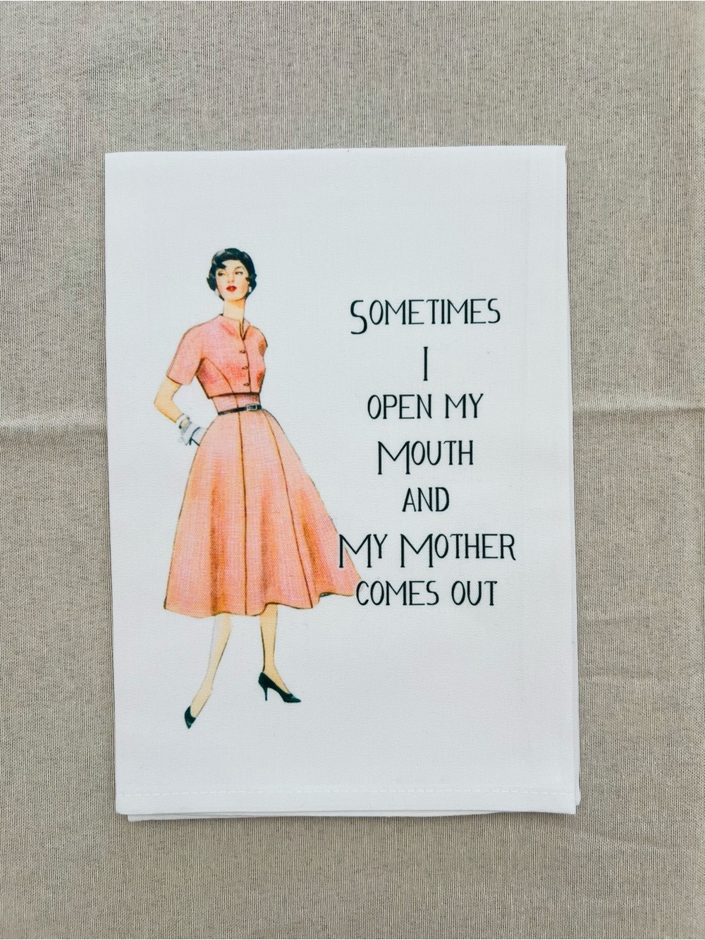 Vintage Housewife Satire Tea Towel